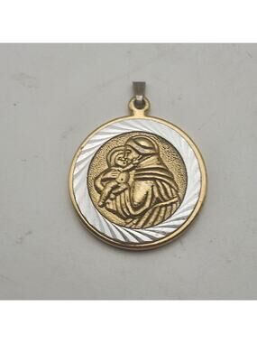 Saint Anthony Medal Pendant Taiwan Catholic Gold Silver Tone Prayer Charm 1in
